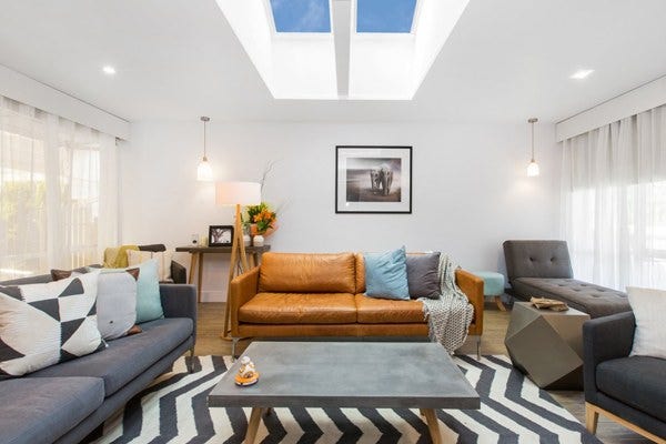 velux roof windows installed in lounge
